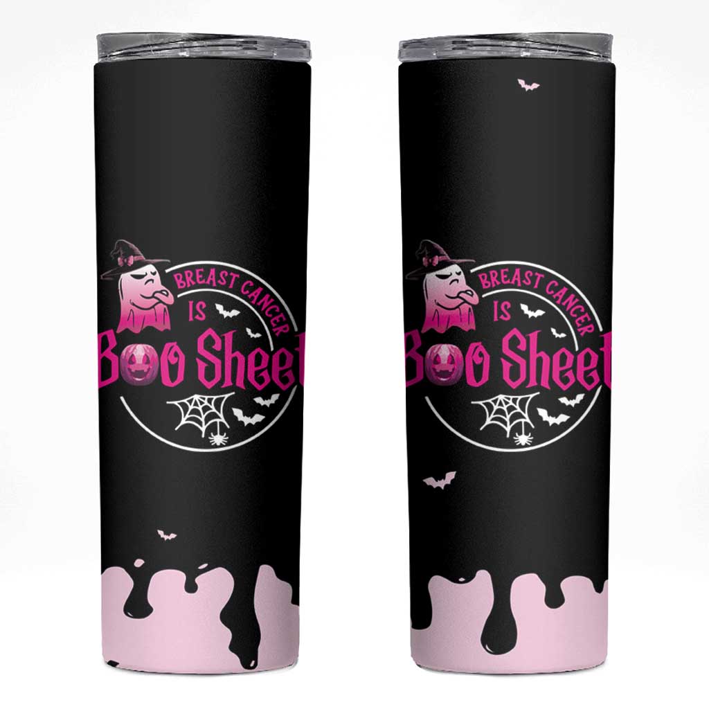 Cute Ghost Halloween Breast Cancer Awareness Skinny Tumbler Breast Cancer Is Boo Sheet - Wonder Print Shop