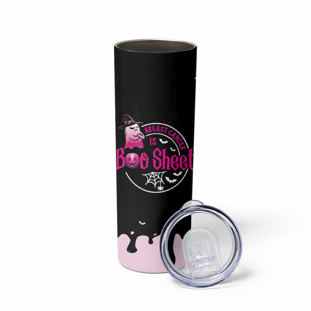 Cute Ghost Halloween Breast Cancer Awareness Skinny Tumbler Breast Cancer Is Boo Sheet - Wonder Print Shop