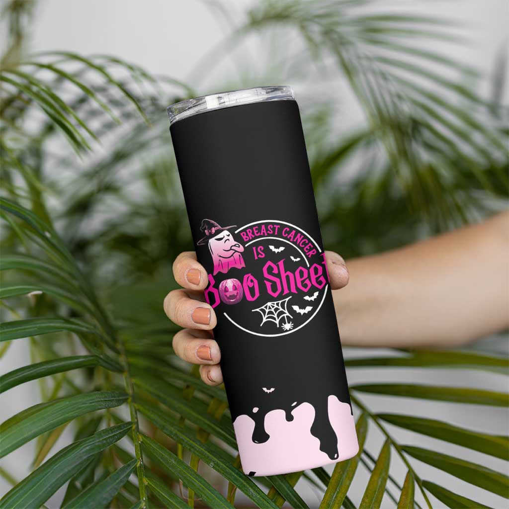 Cute Ghost Halloween Breast Cancer Awareness Skinny Tumbler Breast Cancer Is Boo Sheet - Wonder Print Shop