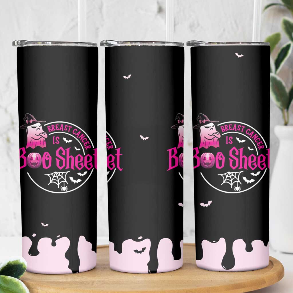 Cute Ghost Halloween Breast Cancer Awareness Skinny Tumbler Breast Cancer Is Boo Sheet - Wonder Print Shop