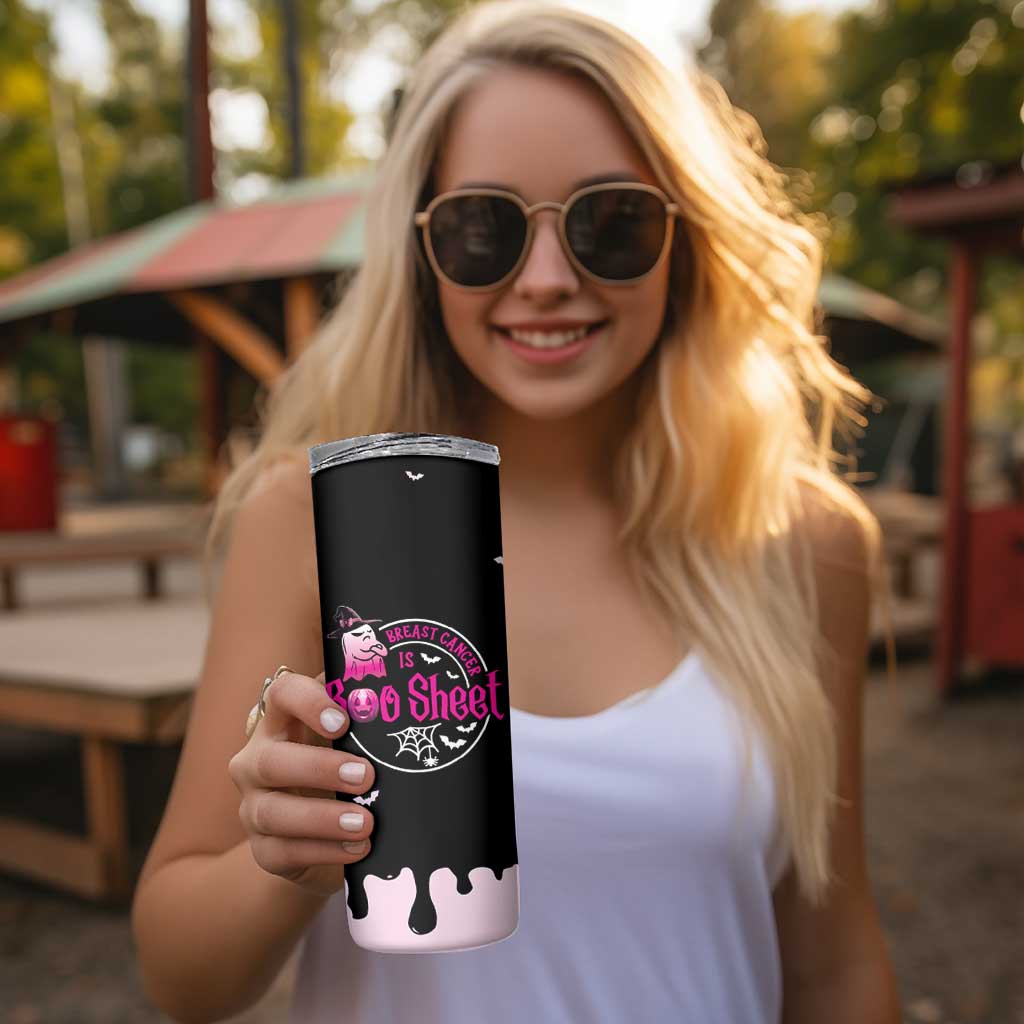 Cute Ghost Halloween Breast Cancer Awareness Skinny Tumbler Breast Cancer Is Boo Sheet - Wonder Print Shop