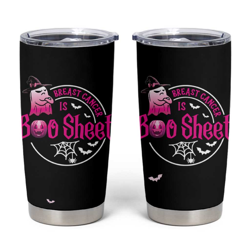 Cute Ghost Halloween Breast Cancer Awareness Tumbler Cup Breast Cancer Is Boo Sheet - Wonder Print Shop