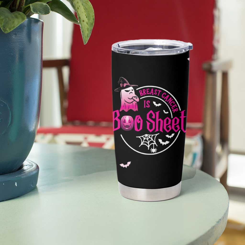 Cute Ghost Halloween Breast Cancer Awareness Tumbler Cup Breast Cancer Is Boo Sheet - Wonder Print Shop