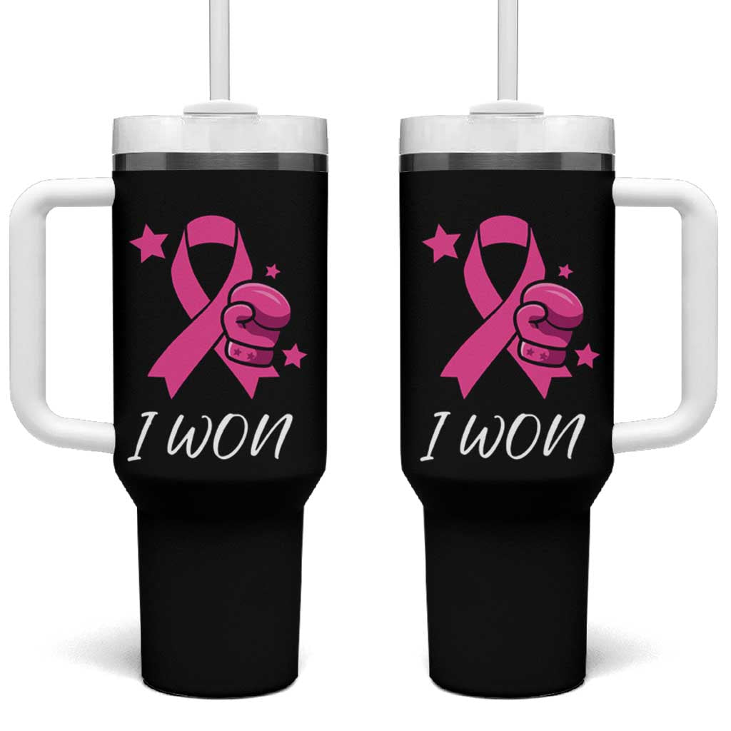 Breast Cancer Awareness Tumbler With Handle Pink Ribbon Support The Fighters - Wonder Print Shop