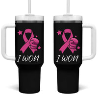 Breast Cancer Awareness Tumbler With Handle Pink Ribbon Support The Fighters - Wonder Print Shop