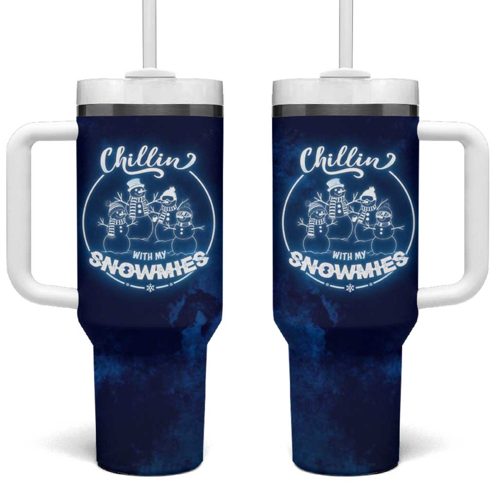 Funny Christmas Tumbler With Handle Snowman Chillin With My Snowmies - Wonder Print Shop