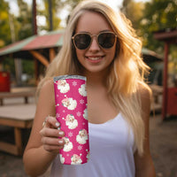 Personalized Christmas Skinny Tumbler Custom Name Pink Santa Claus Retro Xmas Gifts - Wonder Print Shop
