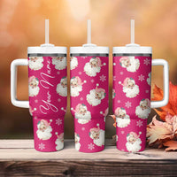 Personalized Christmas Tumbler With Handle Custom Name Pink Santa Claus Retro Xmas Gifts - Wonder Print Shop