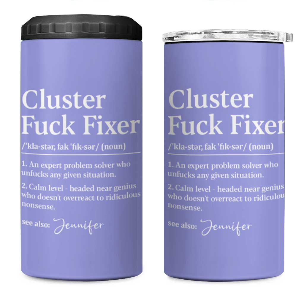 Personalized Coworker 4 in 1 Can Cooler Tumbler Custom Name  Cluster Fuck An Expert Problem Solver Christmas Gift Purple - Wonder Print Shop
