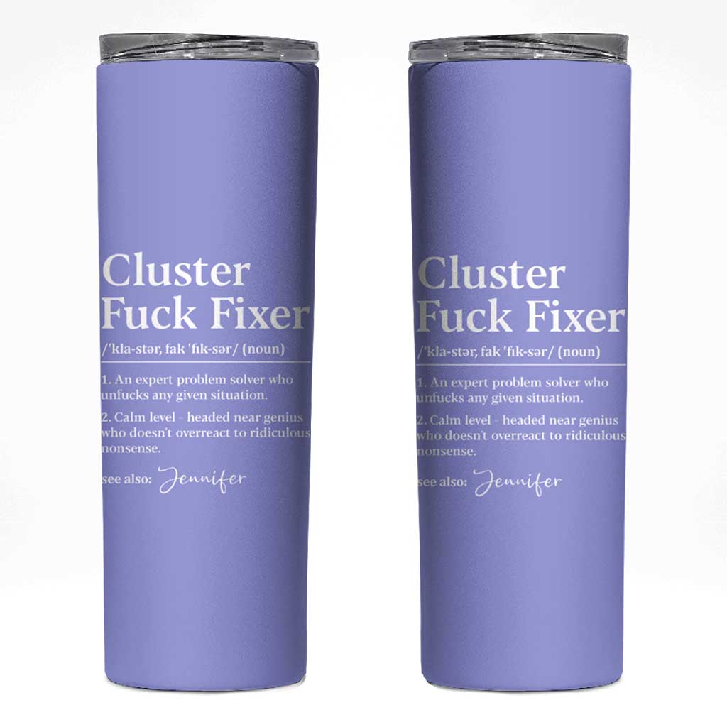 Personalized Coworker Skinny Tumbler Custom Name  Cluster Fuck An Expert Problem Solver Christmas Gift Purple - Wonder Print Shop