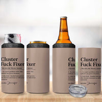 Personalized Coworker 4 in 1 Can Cooler Tumbler Custom Name  Cluster Fuck An Expert Problem Solver Christmas Gift Brown - Wonder Print Shop