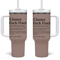 Personalized Coworker Tumbler With Handle Custom Name  Cluster Fuck An Expert Problem Solver Christmas Gift Brown - Wonder Print Shop
