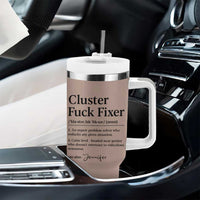 Personalized Coworker Tumbler With Handle Custom Name  Cluster Fuck An Expert Problem Solver Christmas Gift Brown - Wonder Print Shop