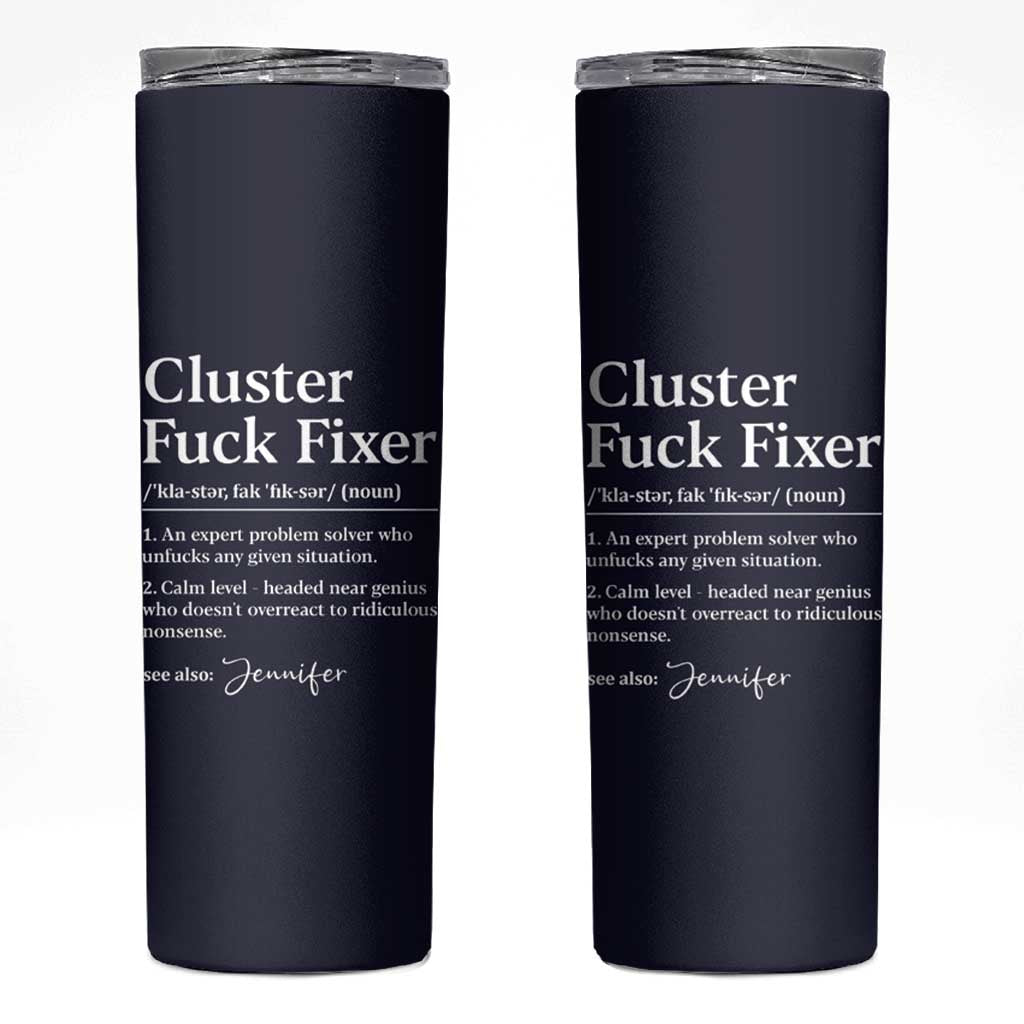 Personalized Coworker Skinny Tumbler Custom Name  Cluster Fuck An Expert Problem Solver Christmas Gift Navy - Wonder Print Shop