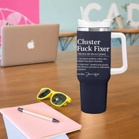 Personalized Coworker Tumbler With Handle Custom Name  Cluster Fuck An Expert Problem Solver Christmas Gift Navy - Wonder Print Shop
