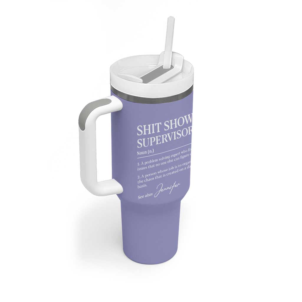 Boss Gifts Tumbler With Handle Shit Show Supervisor for Boss Team Manger Director Thank You Purple - Wonder Print Shop