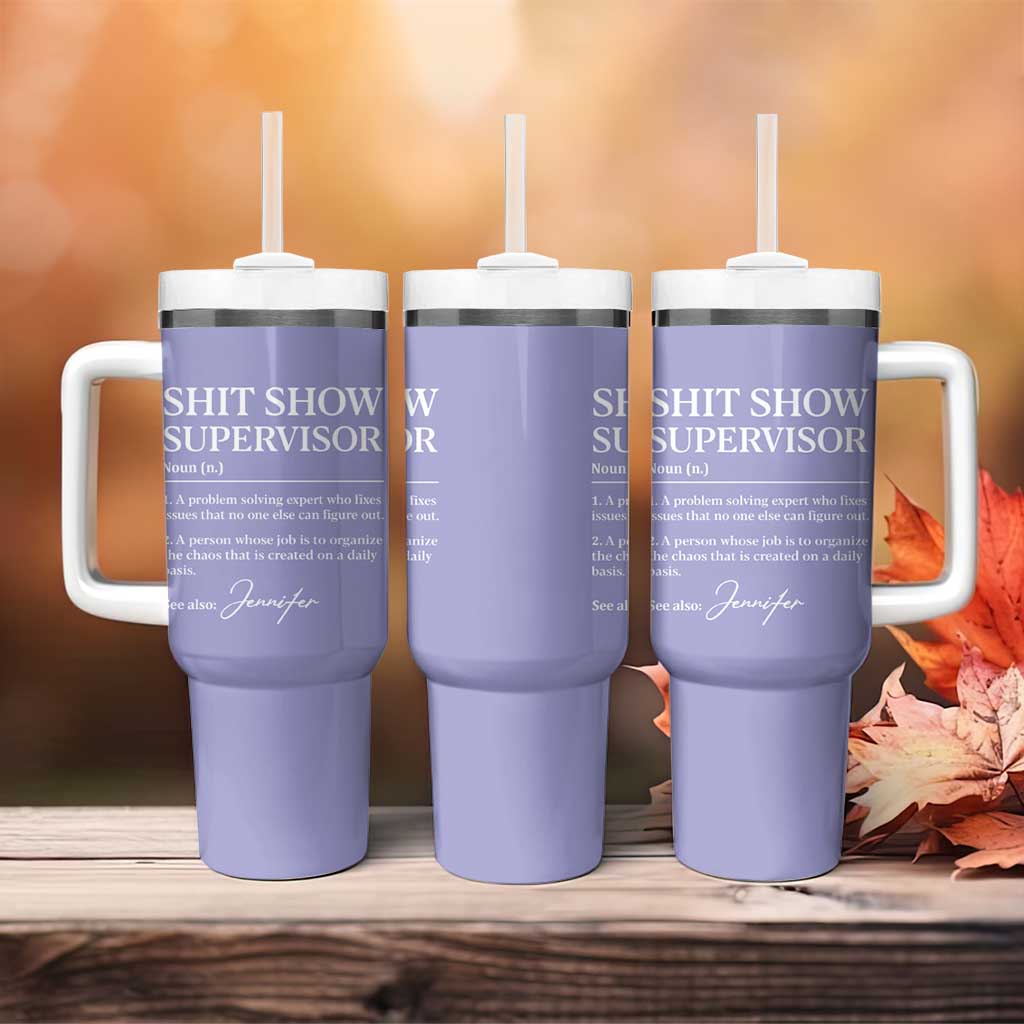 Boss Gifts Tumbler With Handle Shit Show Supervisor for Boss Team Manger Director Thank You Purple - Wonder Print Shop