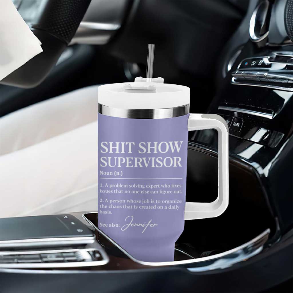 Boss Gifts Tumbler With Handle Shit Show Supervisor for Boss Team Manger Director Thank You Purple - Wonder Print Shop
