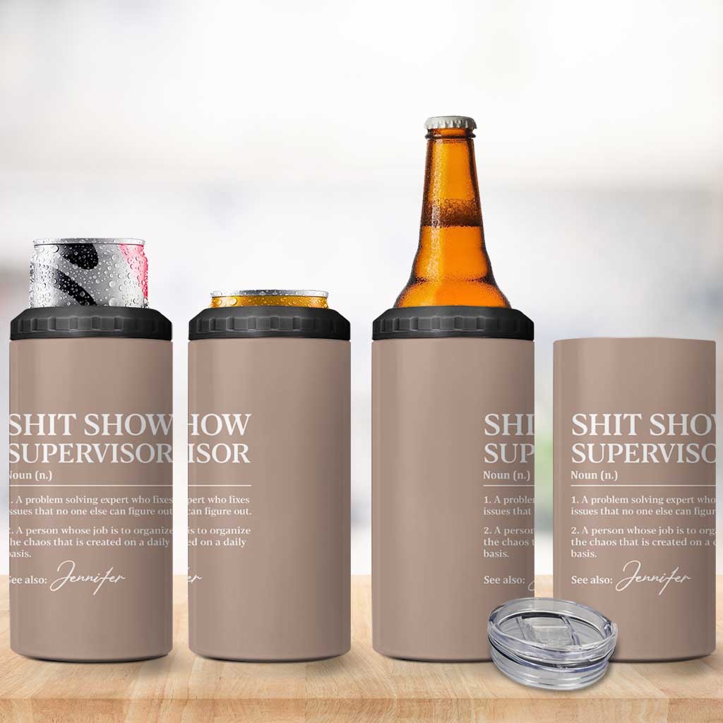 Boss Gifts 4 in 1 Can Cooler Tumbler Shit Show Supervisor for Boss Team Manger Director Thank You - Wonder Print Shop