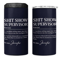 Boss Gifts 4 in 1 Can Cooler Tumbler Shit Show Supervisor for Boss Team Manger Director Thank You Navy - Wonder Print Shop