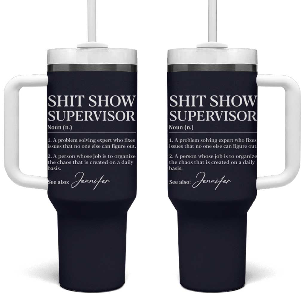 Boss Gifts Tumbler With Handle Shit Show Supervisor for Boss Team Manger Director Thank You Navy - Wonder Print Shop