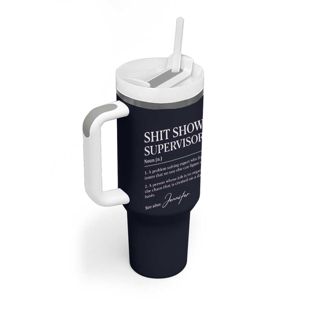 Boss Gifts Tumbler With Handle Shit Show Supervisor for Boss Team Manger Director Thank You Navy - Wonder Print Shop
