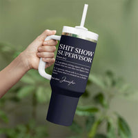 Boss Gifts Tumbler With Handle Shit Show Supervisor for Boss Team Manger Director Thank You Navy - Wonder Print Shop
