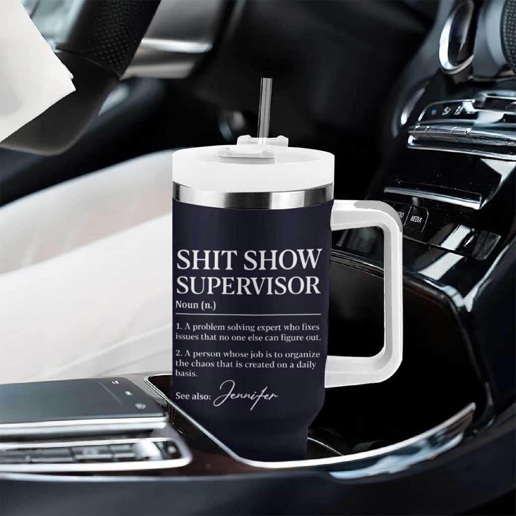 Boss Gifts Tumbler With Handle Shit Show Supervisor for Boss Team Manger Director Thank You Navy - Wonder Print Shop