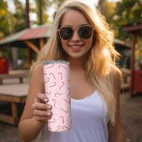 Personalized Christmas Skinny Tumbler Custom Name Candy Canes Pink Xmas Gifts - Wonder Print Shop