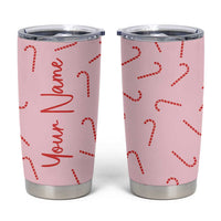 Personalized Christmas Tumbler Cup Custom Name Candy Canes Pink Xmas Gifts - Wonder Print Shop