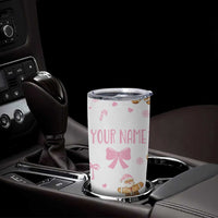 Personalized Christmas Tumbler Cup Custom Name Coquette Pink Bow Gingerbread Man - Wonder Print Shop