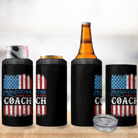 Harris Walz 4 in 1 Can Cooler Tumbler Prosecutor And The Coach 2024 Vintage American Flag - Wonder Print Shop