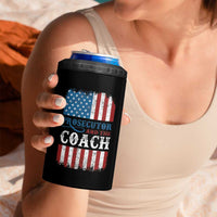Harris Walz 4 in 1 Can Cooler Tumbler Prosecutor And The Coach 2024 Vintage American Flag - Wonder Print Shop