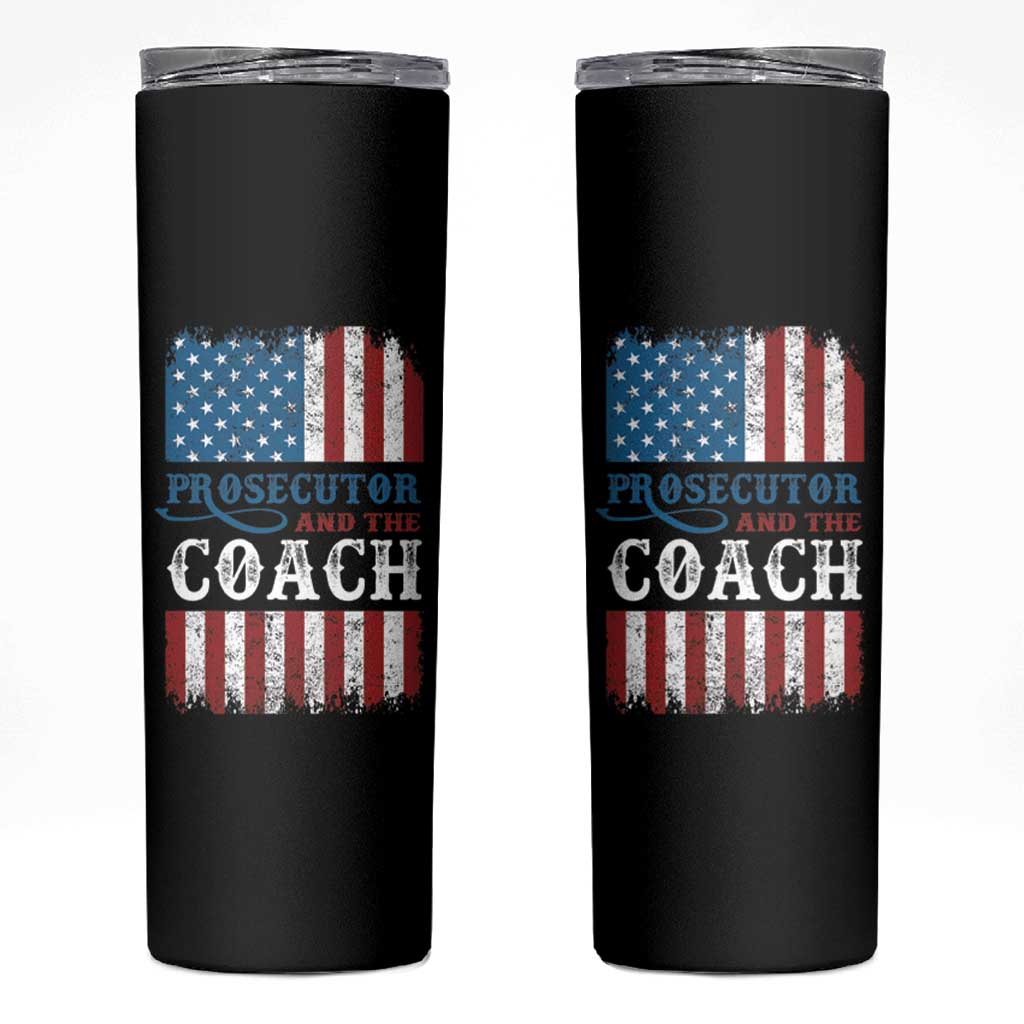 Harris Walz Skinny Tumbler Prosecutor And The Coach 2024 Vintage American Flag - Wonder Print Shop