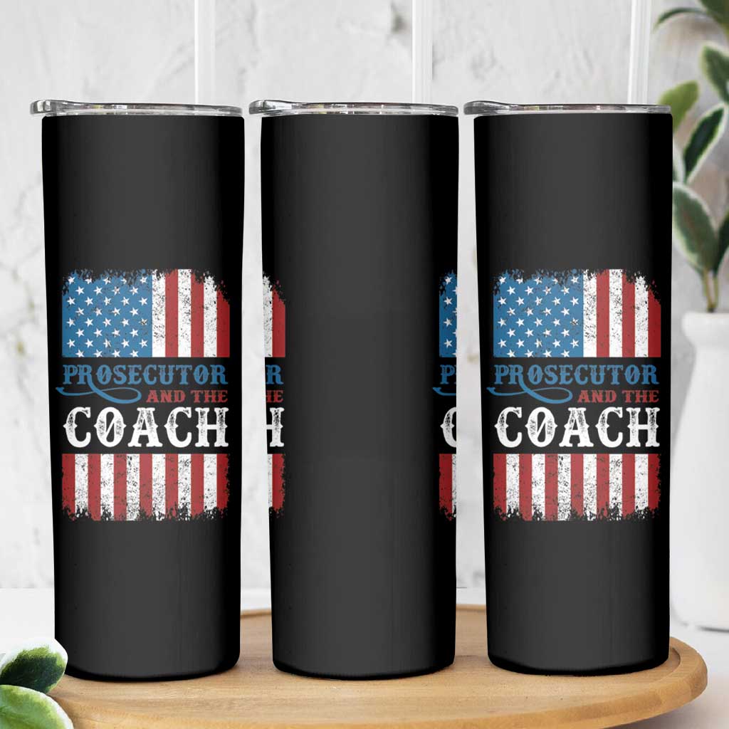 Harris Walz Skinny Tumbler Prosecutor And The Coach 2024 Vintage American Flag - Wonder Print Shop