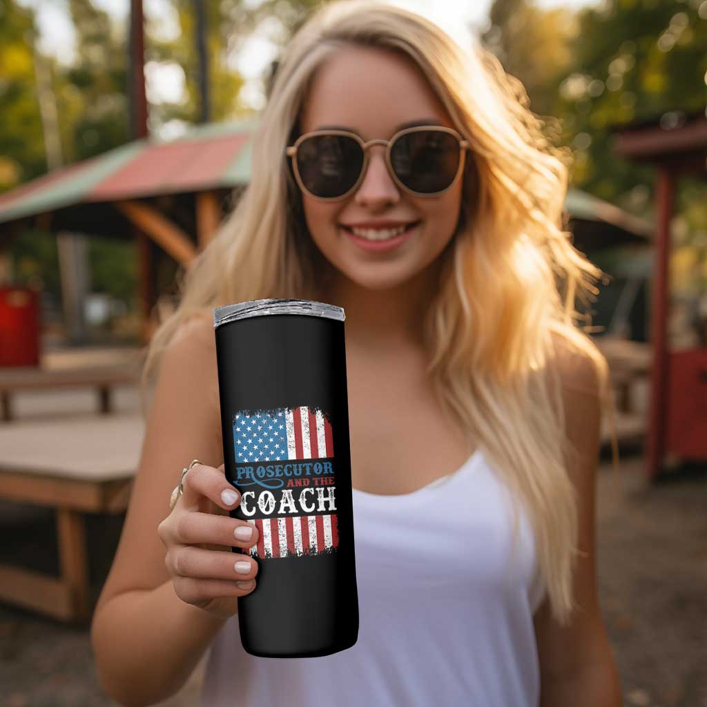 Harris Walz Skinny Tumbler Prosecutor And The Coach 2024 Vintage American Flag - Wonder Print Shop