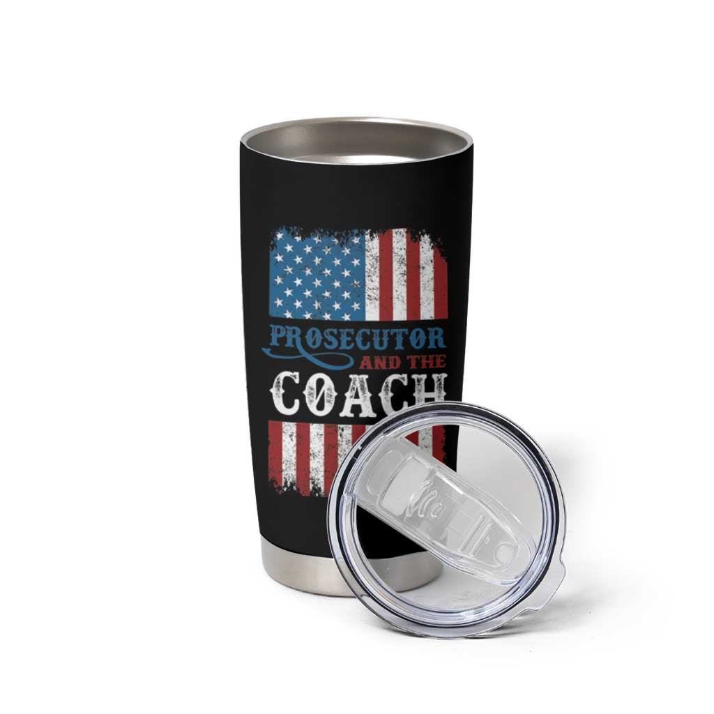 Harris Walz Tumbler Cup Prosecutor And The Coach 2024 Vintage American Flag - Wonder Print Shop