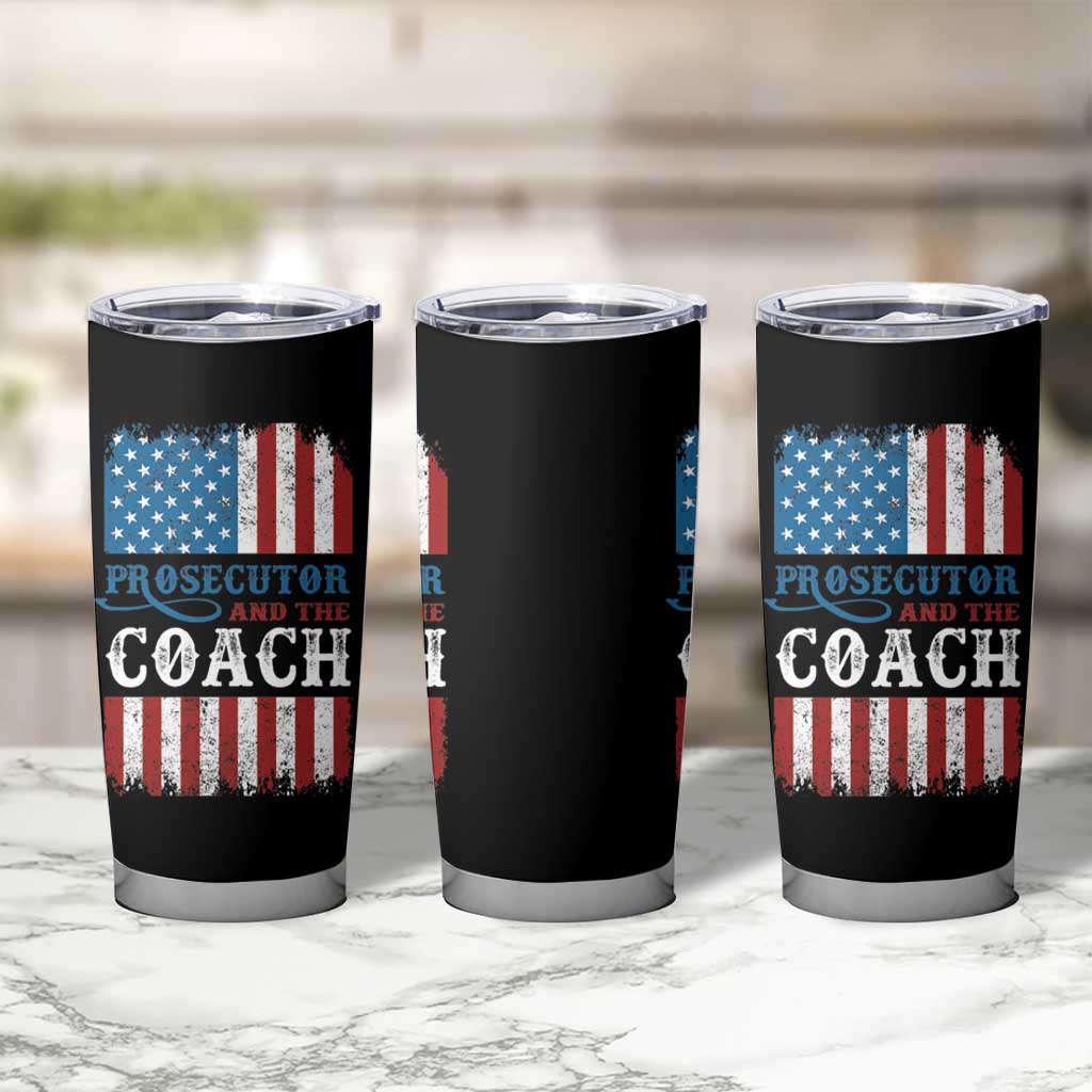 Harris Walz Tumbler Cup Prosecutor And The Coach 2024 Vintage American Flag - Wonder Print Shop
