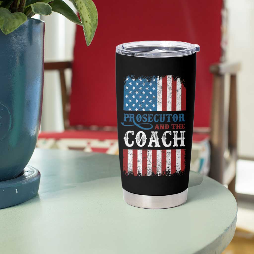 Harris Walz Tumbler Cup Prosecutor And The Coach 2024 Vintage American Flag - Wonder Print Shop