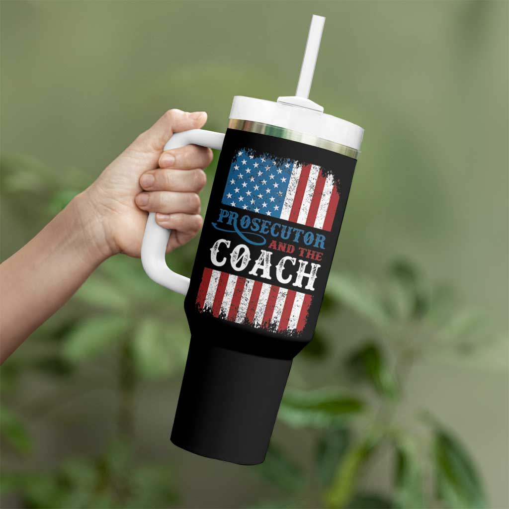 Harris Walz Tumbler With Handle Prosecutor And The Coach 2024 Vintage American Flag - Wonder Print Shop