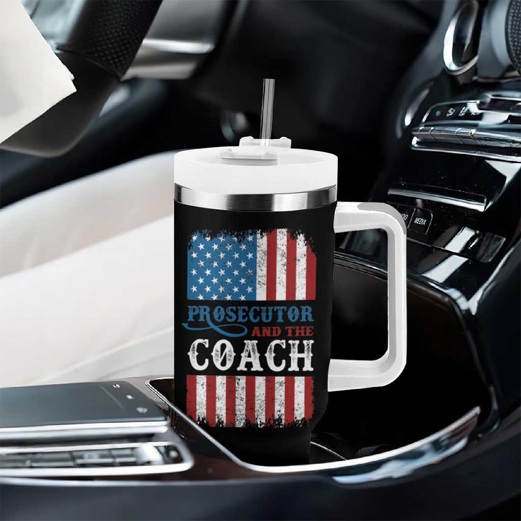 Harris Walz Tumbler With Handle Prosecutor And The Coach 2024 Vintage American Flag - Wonder Print Shop