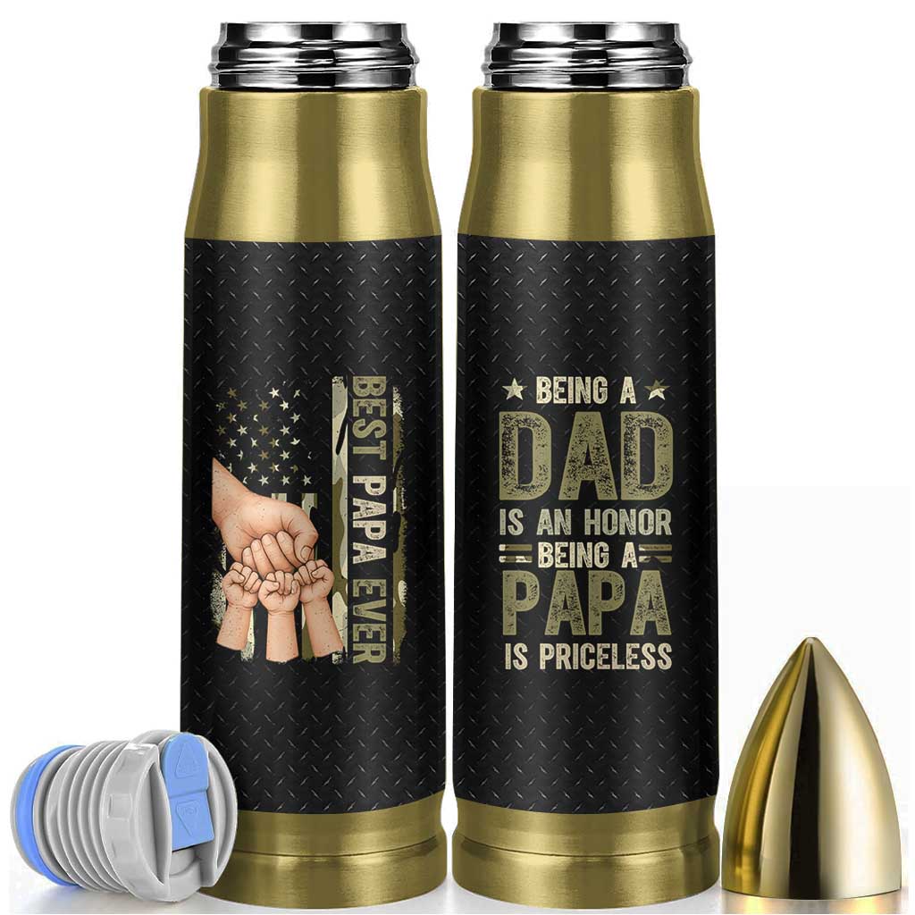 Best Papa Ever Bullet Tumbler Being A Dad Is An Honor Vintage Camo Flag Father's Day