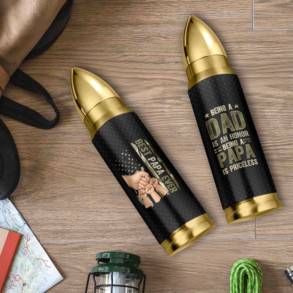 Best Papa Ever Bullet Tumbler Being A Dad Is An Honor Vintage Camo Flag Father's Day
