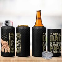 Best Papa Ever 4 in 1 Can Cooler Tumbler Being A Dad Is An Honor Vintage Camo Flag Father's Day