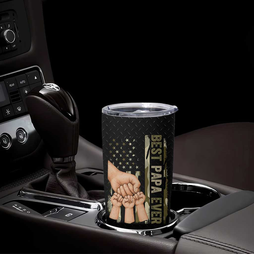 Best Papa Ever Tumbler Cup Being A Dad Is An Honor Vintage Camo Flag Father's Day