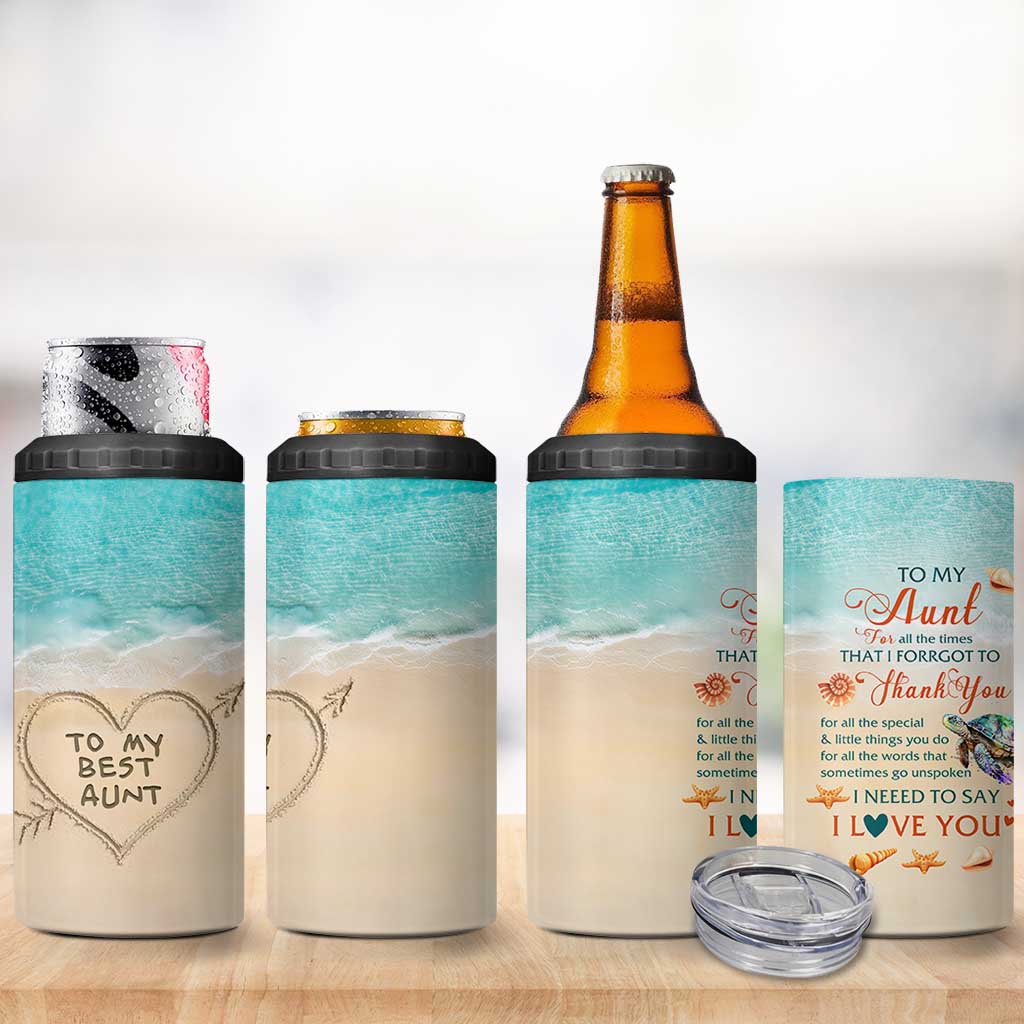 To My Best Aunt 4 in 1 Can Cooler Tumbler Beach Mother's Day Gift For Auntie