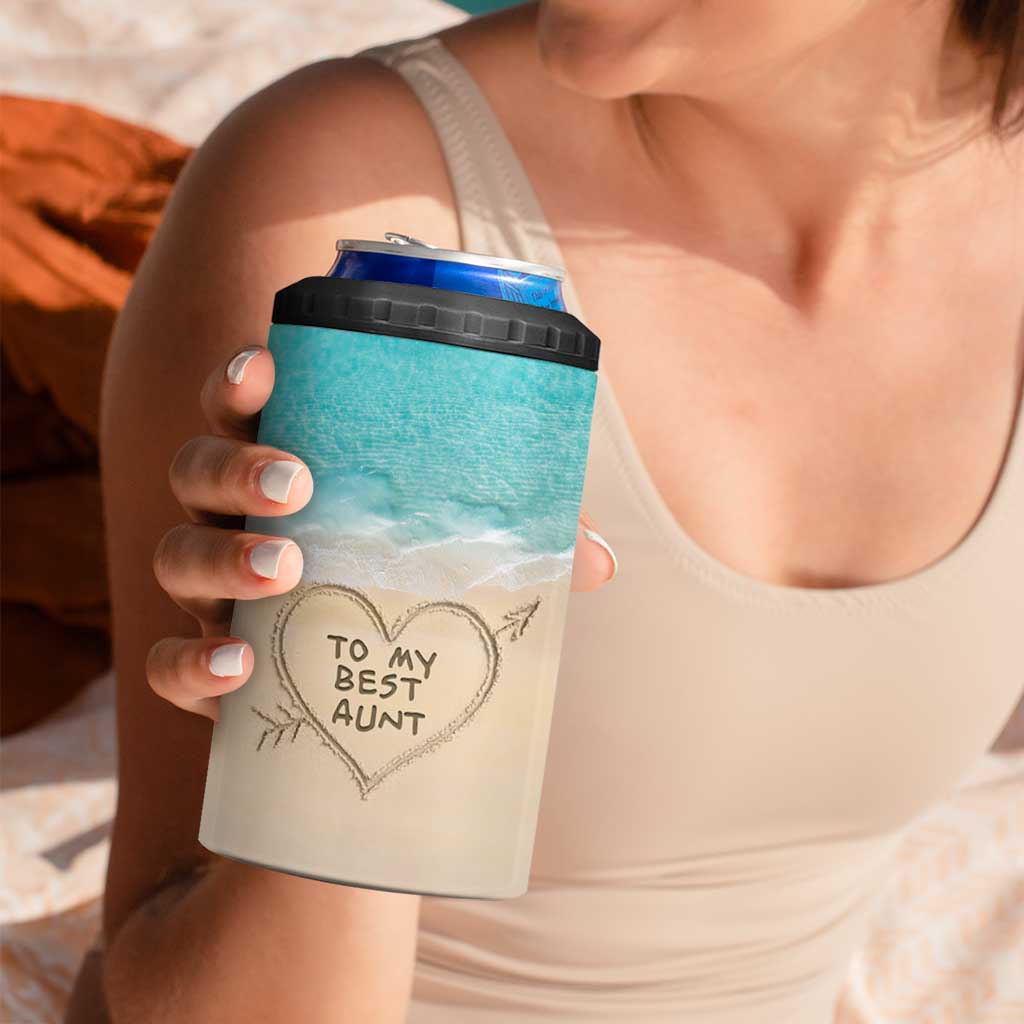 To My Best Aunt 4 in 1 Can Cooler Tumbler Beach Mother's Day Gift For Auntie