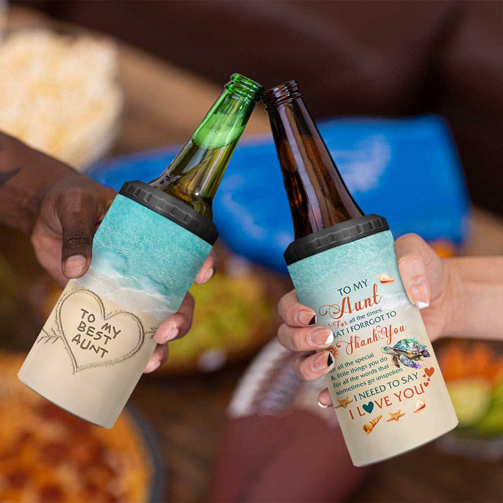 To My Best Aunt 4 in 1 Can Cooler Tumbler Beach Mother's Day Gift For Auntie