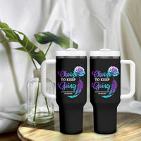 Suicide Prevention Awareness Tumbler With Handle Choose To Keep Going Semicolon Rose Feather - Wonder Print Shop