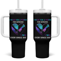 Suicide Prevention Awareness Tumbler With Handle Teal And Purple For Someone I Miss Every Single Day Heart - Wonder Print Shop